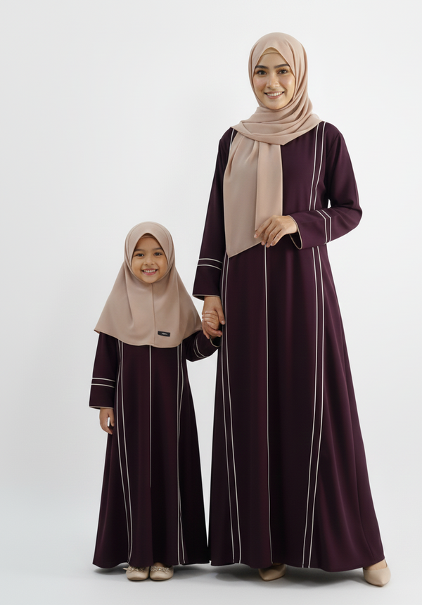 Dust and plum abaya set
