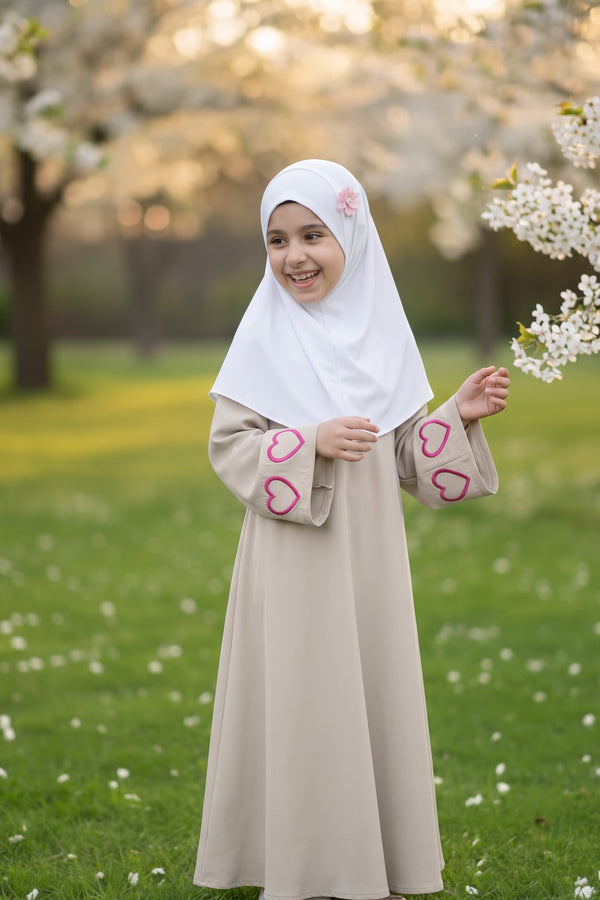 kids Heartline Abaya - silver grey