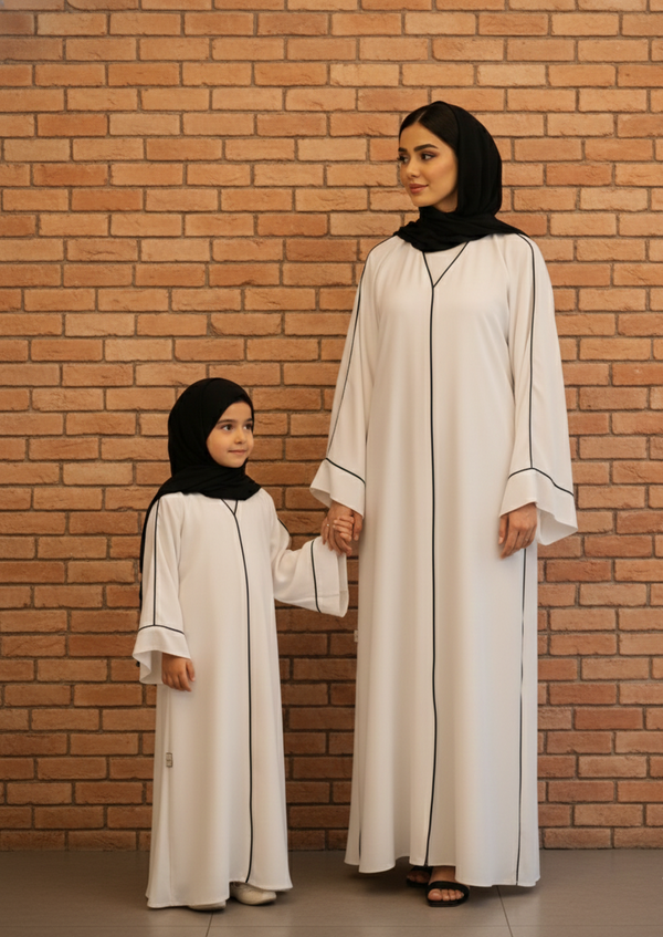 Crystal White Abaya Mommy & Me Abaya Set
