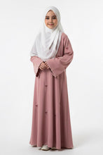Kids bow abaya-dusty pink