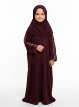 Safaa Navy Floral Trim Abaya