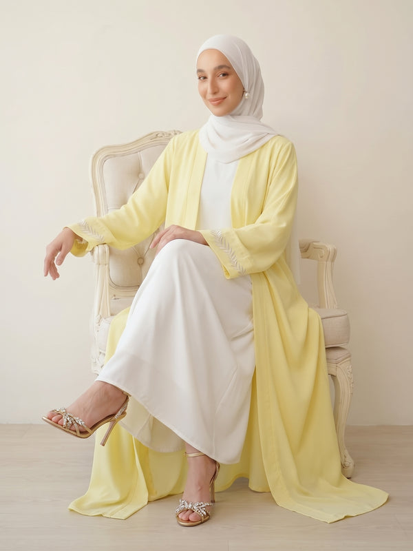Butter yellow 2pc Abaya