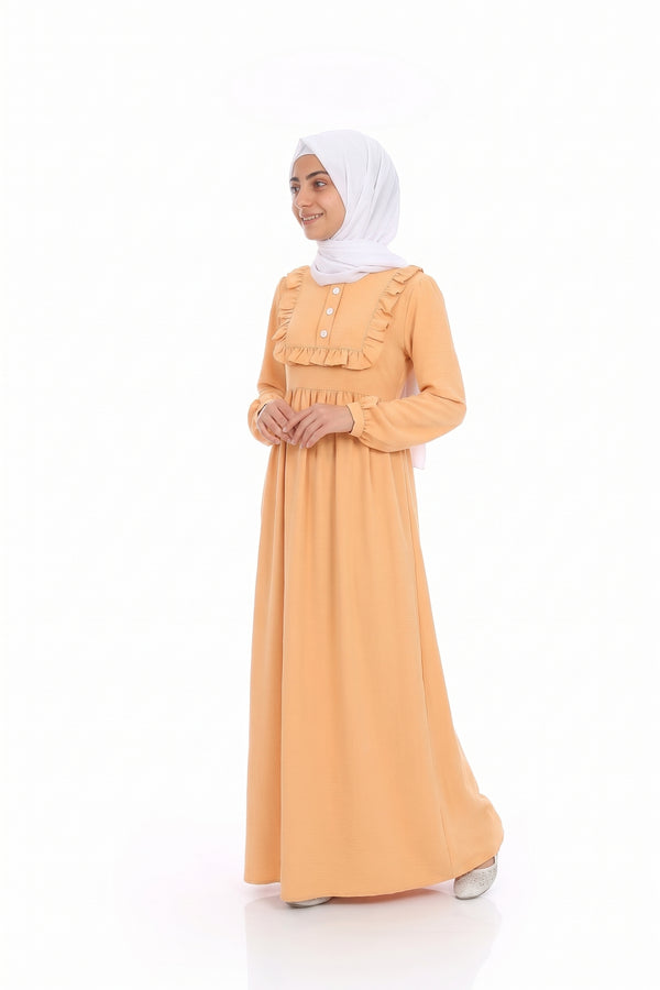 Peach Frill Abaya