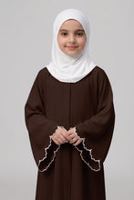 Sleeves scalloped embroidery kids abaya