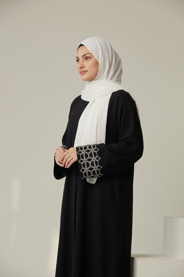 Geometric Elegance Embroidery Abaya-33