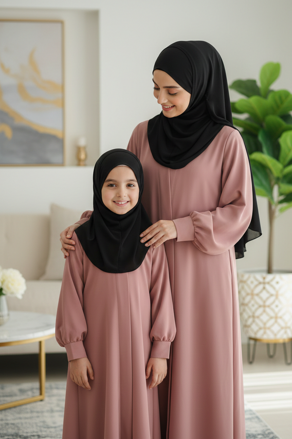 Basic Dusty pink Mommy And Me Abaya