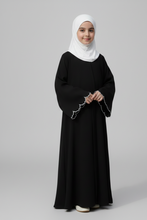 White Sleeves scalloped embroidery kids abaya