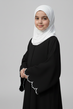 White Sleeves scalloped embroidery kids abaya