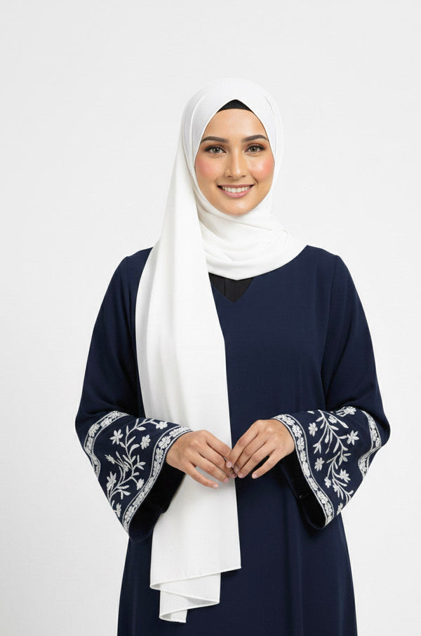 sleeves Embroidry abaya-navy blue