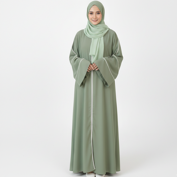 Sage Serenity Contrast Abaya