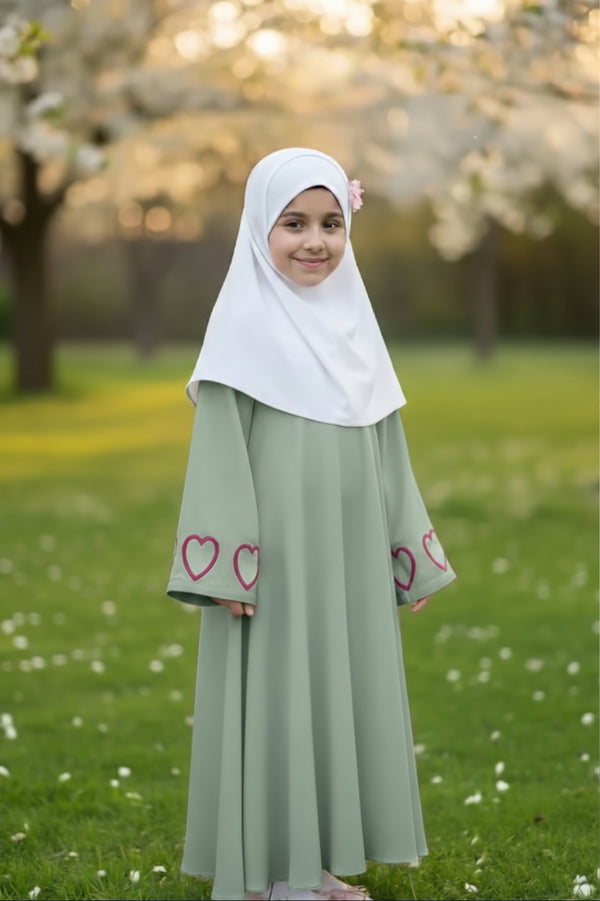 kids Heartline Abaya - silver grey