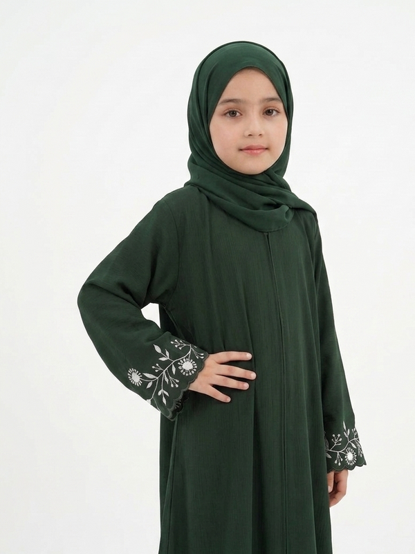 Olive green kids classic abaya
