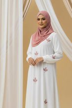 Ivory Fern Embroidered Abaya-DUSTY PINK
