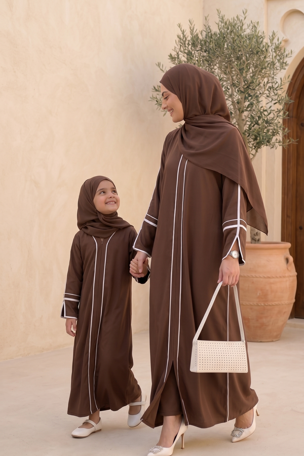 Mommy And Me  basic piping abaya