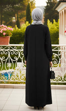 Plain Black sleeves plated abaya