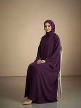 plum sleeves pearl abaya