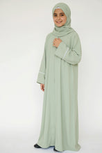 kids black basic with white piping abaya