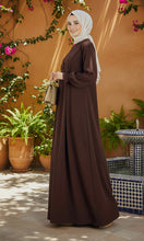 chocolate brown women platted abaya