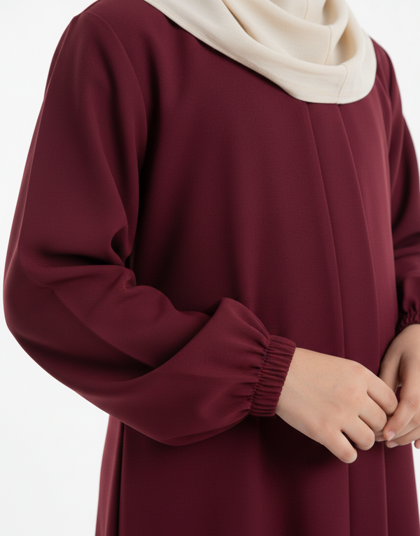 kids basic maroon abaya