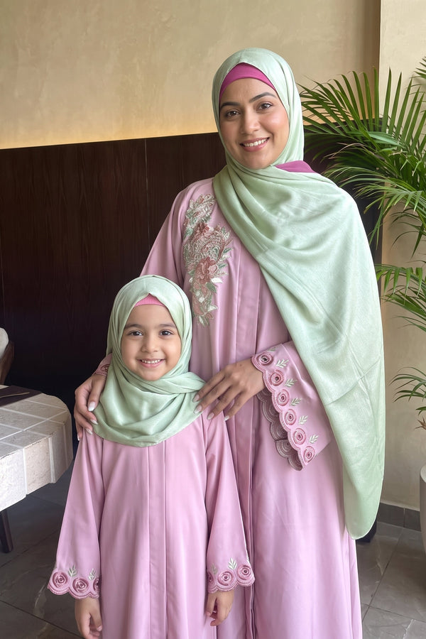 Dusty Pink  Mommy & Me Abaya Set