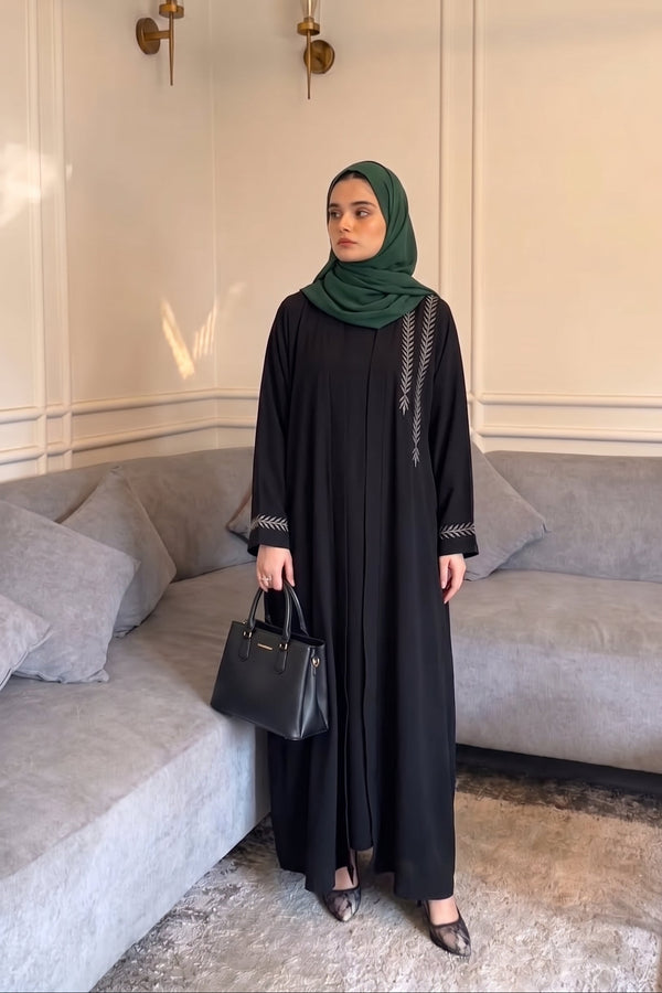 Noor Embroidered Black Abaya