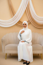 Ivory Grace with Ebony Petals Abaya