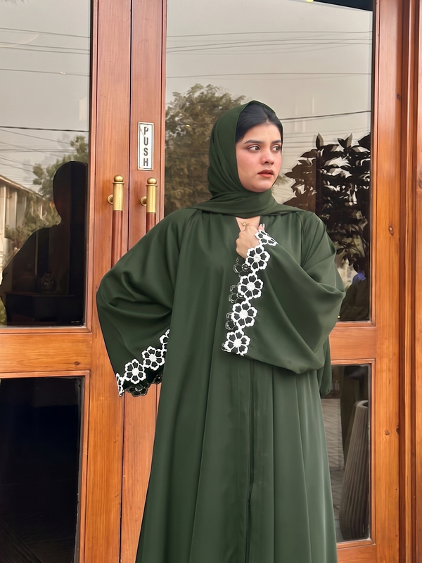 Flower embroidery abaya