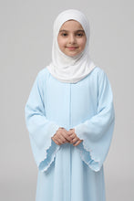 Sleeves scalloped embroidery kids abaya