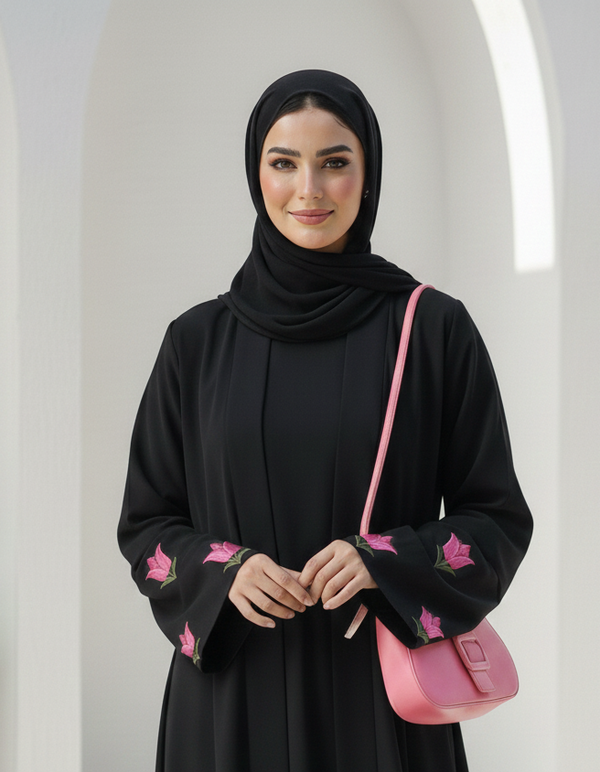 Petal Noir abaya