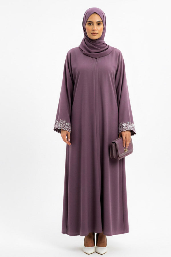 Floral Touch cuff Embroidery Abaya