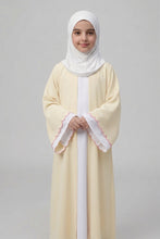 Sleeves scalloped embroidery kids abaya