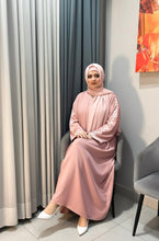 Leaf sleeves Embroidery abaya-dusty pink