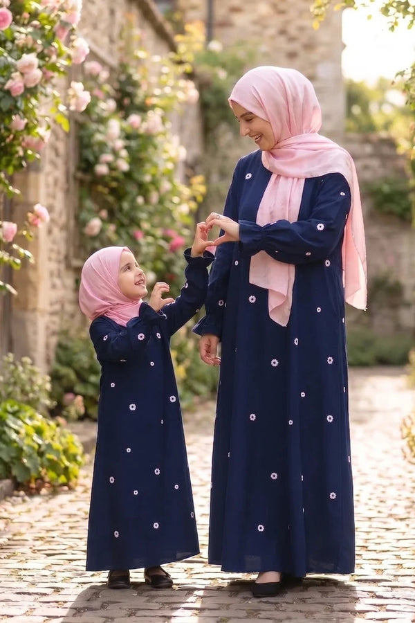 Mini Flower Mumy And Me Abaya Set