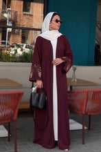 Floral Elegance Mehroon Embroided Abaya.- 60