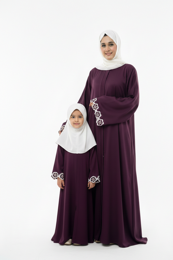 Deep purple abaya Mommy & Me Abaya Set