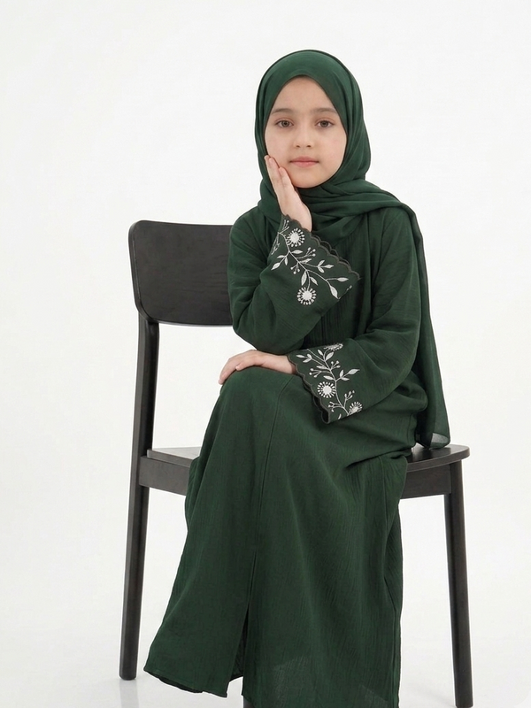 Olive green kids classic abaya