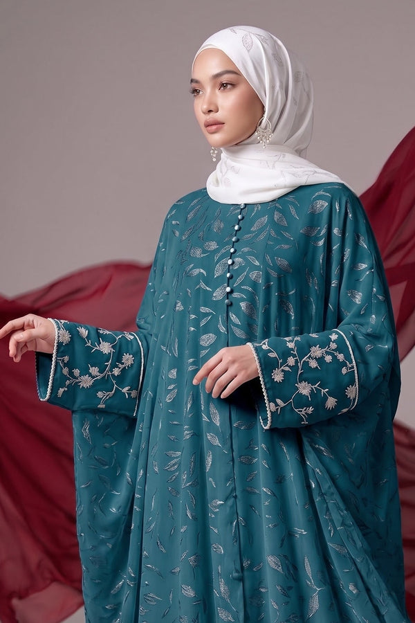 Teal Butterfly Abaya