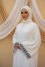 Ivory Grace with Ebony Petals Abaya