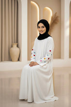 kids Multi Color heartline abaya_white
