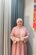 Leaf sleeves Embroidery abaya-dusty pink