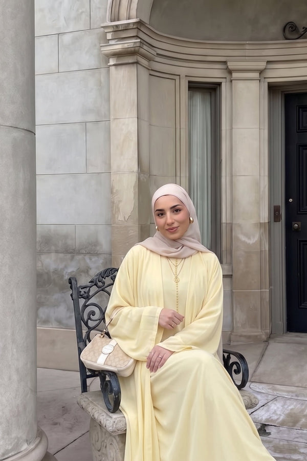 Butter Yellow Layered Abaya