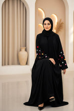 Women Black Multi Color Heartline Abaya