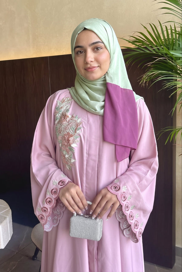 Elegant dusty pink premium abaya
