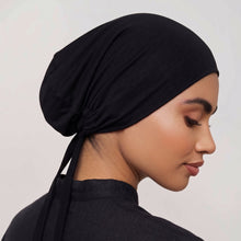 White And Black Tie-Back Hijab Cap