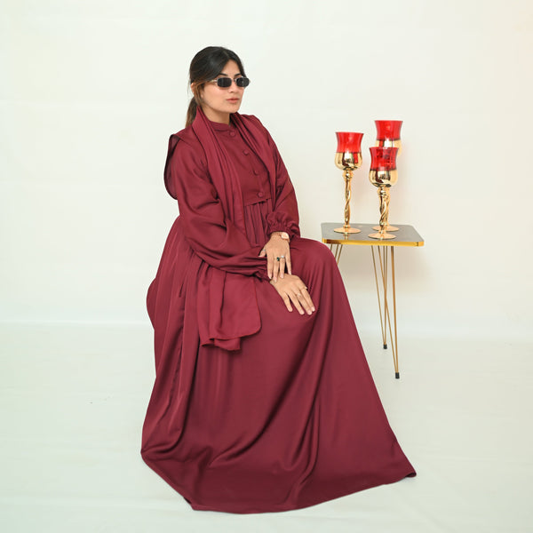 Maroon Button-Down Abaya-98
