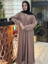Desert Brown Abaya with Black Piping-08