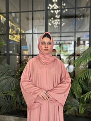 Blush Bow Elegance Abaya Set.