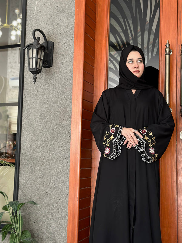 Blossom Serenity Muticolor Emborided Abaya-36