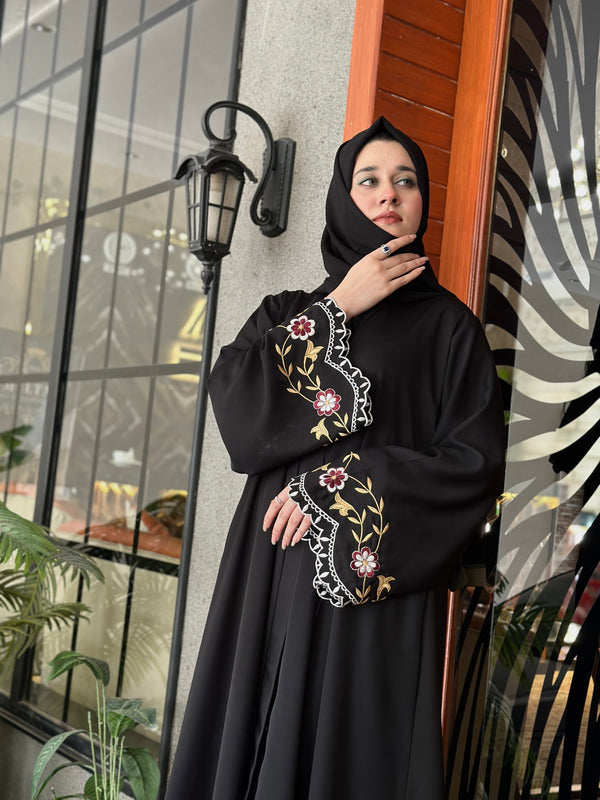Blossom Serenity Muticolor Emborided Abaya-36