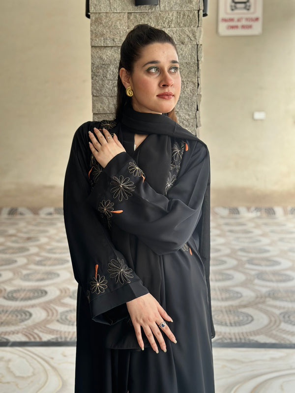 Black Multi colour  Embroidered Abaya-58